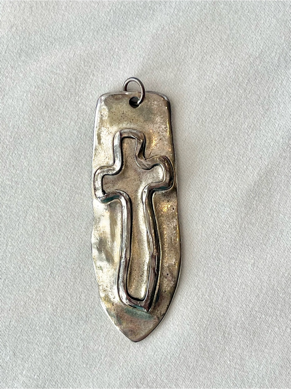 Handcrafted Vintage Silver Cross Rustic Pendant